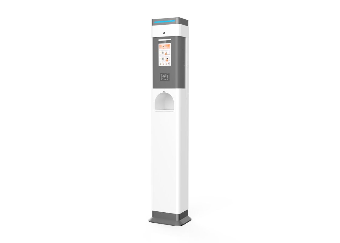 Auto Temperature Screening Kiosk With Facial Recognition Alcohol Dispenser