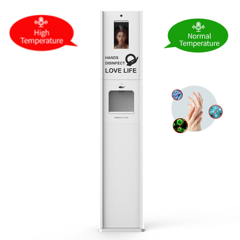 8 Inch Display Hand Sanitizer Dispenser Kiosk Automatic Thermometer With Stand
