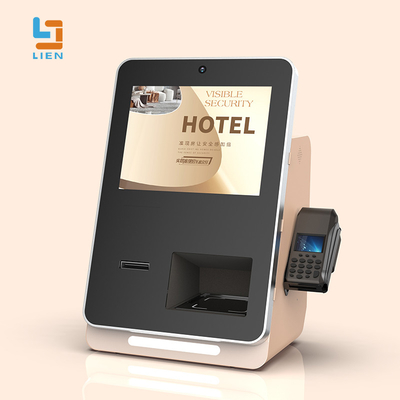 L'hôtel d'intérieur de service d'individu signent et kiosque de scanner de passeport avec le distributeur de carte de rf