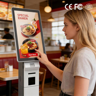 Terminal de commande automatique intelligent commercial Kiosque de libre-service pour la cantine de la restauration rapide